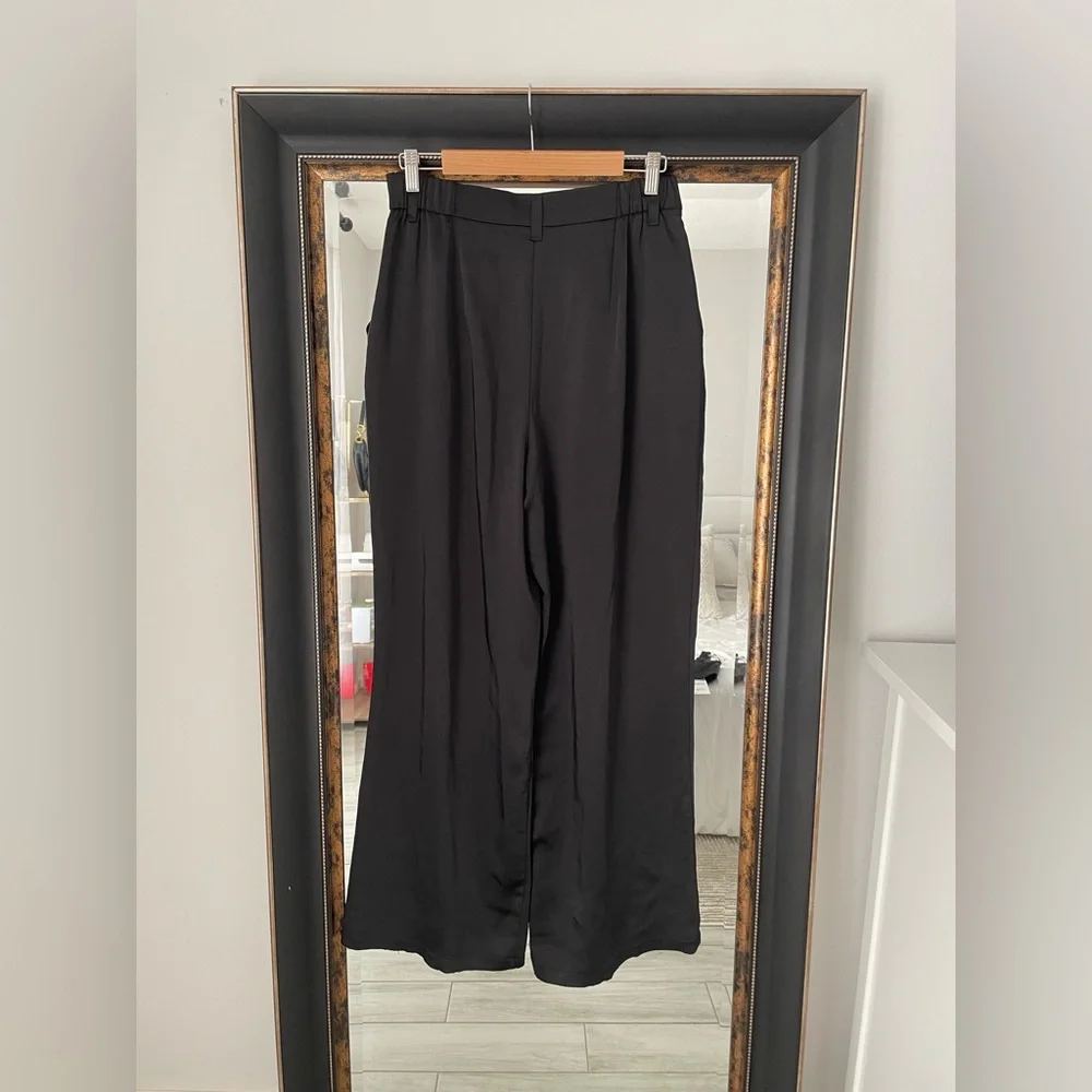 ASOS Black Silk Wide Leg Pants + Zara Black Corset Top // TWO PIECE SET - Picture 11 of 13